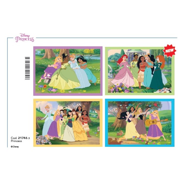 F - 4IN1 - PUZZLE DISNEY PRINCESS - 03-21746CLE