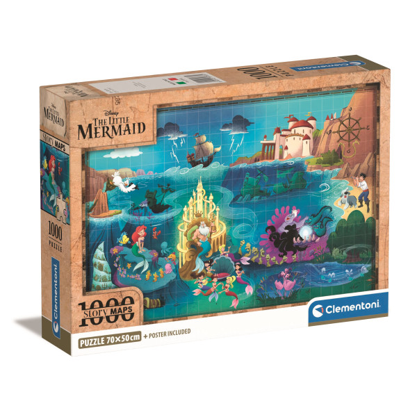 H - 1000 - PUZZLE 1000 DISNEY MAPS LITTLE MERMAID - 03-39783CLE